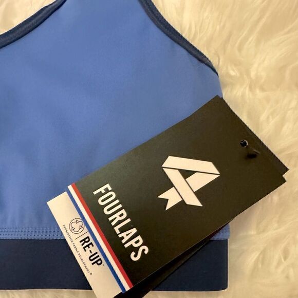 NWT Four Laps Infinity Sports Bra in Azure Midnight Banana Size M - Picture 6 of 11